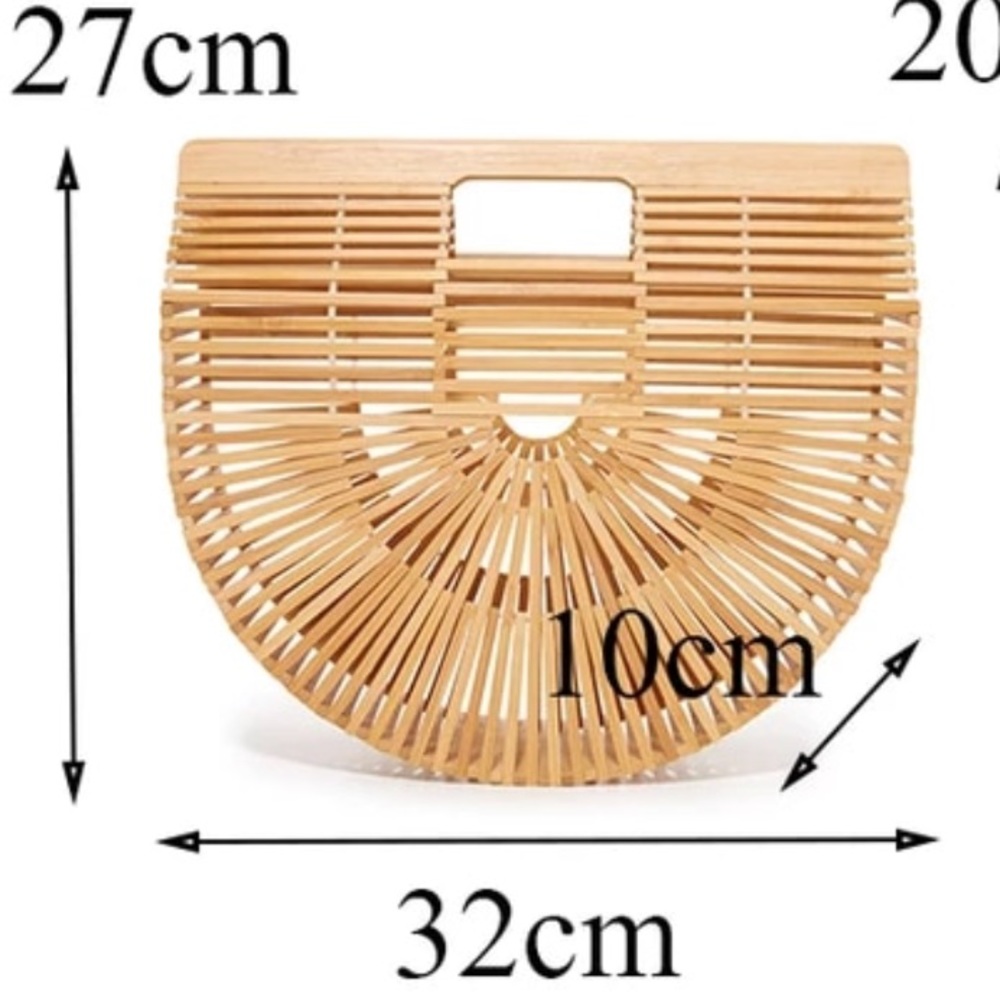 Semi-circular bamboo beach handbag - Picture 4 of 7